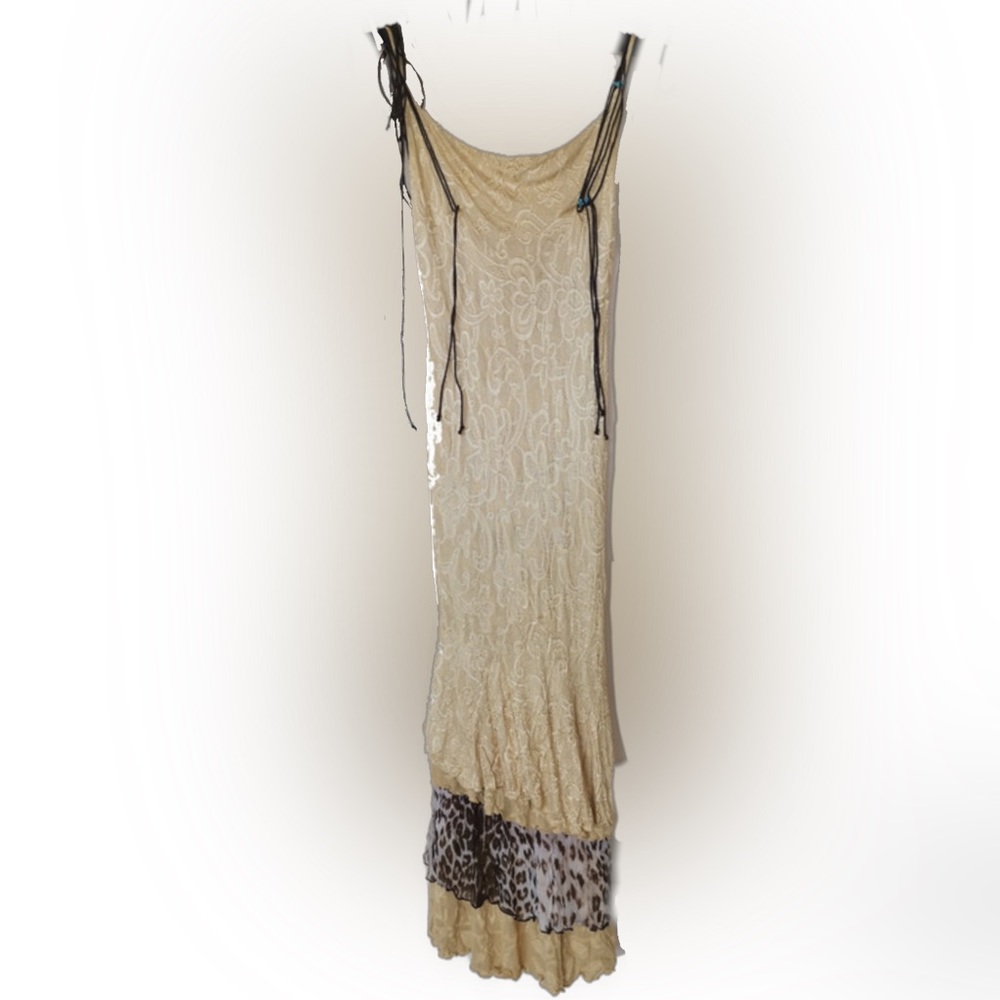 Class Roberto Cavalli Lace Cream Long Dress